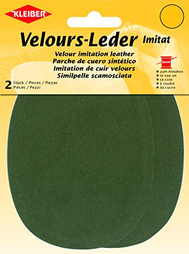 Kleiber + Co.GmbH Velour-Leder-Imitat klein, Olivgrün, ca. 13 cm x 10 cm von Kleiber