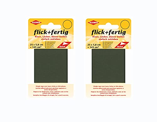 Kleiber 2er Set Flicken Flick+Fertig Oliv Grün 2x145 cm² Selbstklebend Reparatur Nylon Camping Freizeit 25 x 5,8 cm von Kleiber