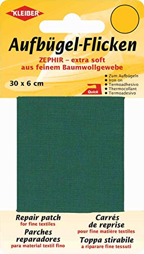 Kleiber 30 x 6 cm Extra weiches, feines Baumwollausbesserungsband zum Aufbügeln, grün von Kleiber