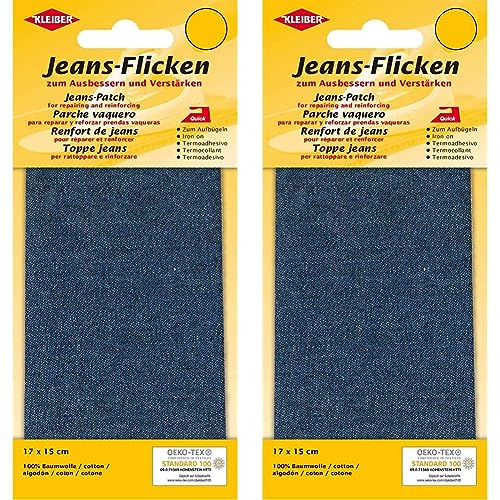 Kleiber Denim Jeans Reparatur-Flicken, 17 x 15 cm, dunkelblau (Packung mit 2) von Kleiber