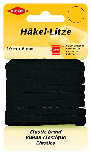 Kleiber Häkel-Litze/Feines Gummiband, 78% Polyester, schwarz, 1000 x 0,6 x 0,05 cm von Kleiber