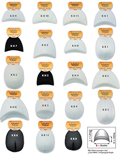 Kleiber KH 2 Haken-und Flauschband Schulterpolster Halbmond, 50% Polyamid, Weiß, 12,5 x 12,5 x 6 cm von Kleiber