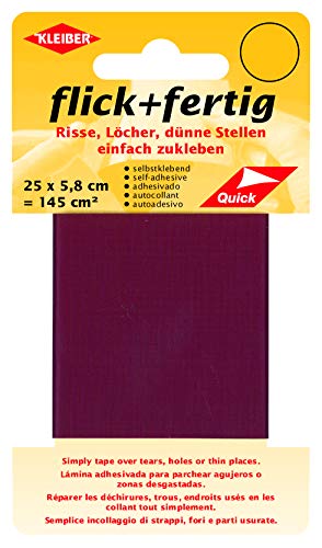 Kleiber flick und fertig, selbstklebender Flicken, Risse, Löcher, dünne Stellen einfach zukleben, Nylon zuschneidbar, dunkelrot (25 x 5,8 cm) von Kleiber