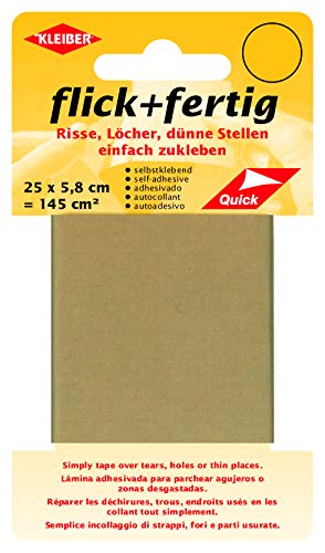 Kleiber flick und fertig, selbstklebender Flicken, Risse, Löcher, dünne Stellen einfach zukleben, Nylon zuschneidbar, beige (25 x 5,8 cm) von Kleiber