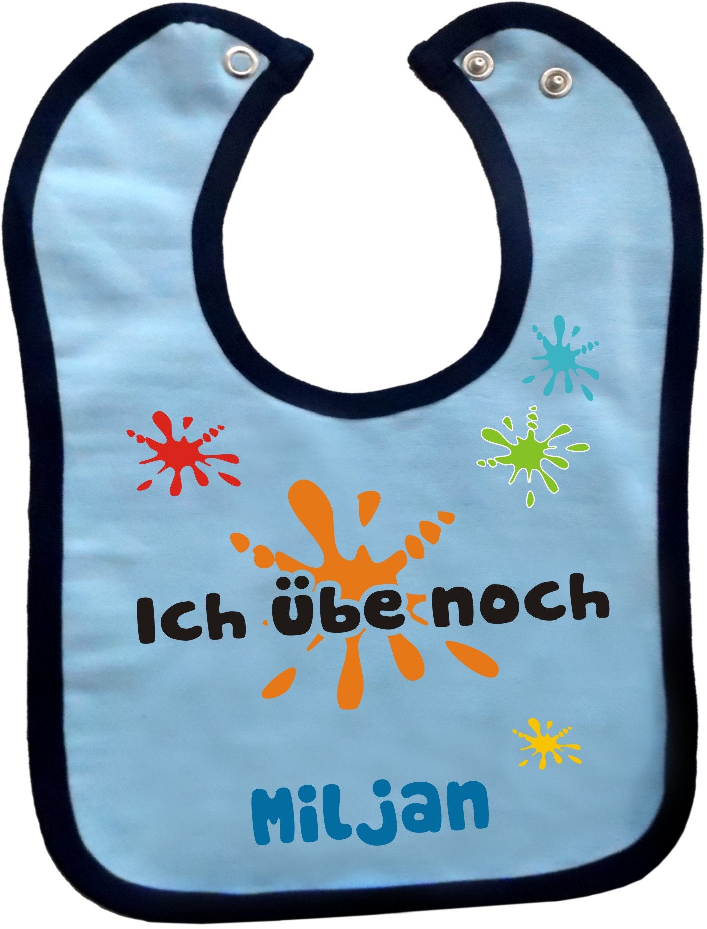 Baby Lätzchen Mit Farbigen Saum Personalisiert Ich Übe Noch von KleinerFratzStore