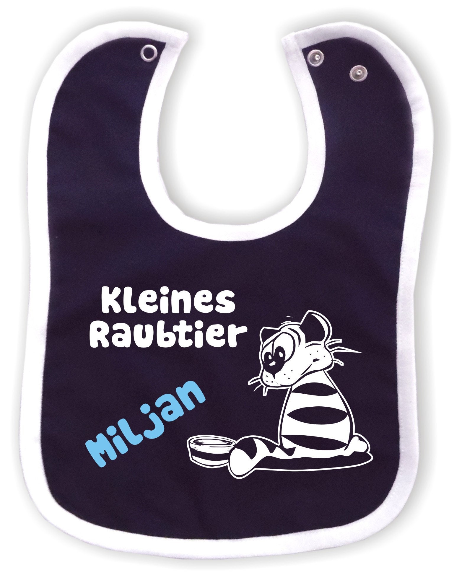 Baby Lätzchen Mit Farbigen Saum Personalisiert Kleines Raubtier von KleinerFratzStore