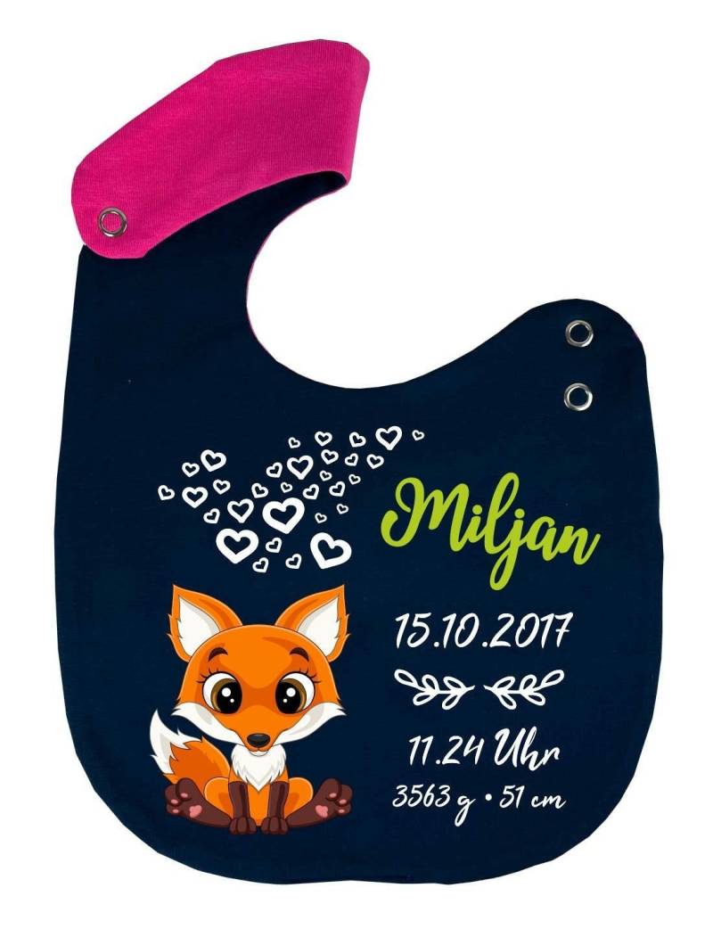 Wende Lätzchen Multicolor Cute Fuchs Personalisiert Mit Geburtsdaten von KleinerFratzStore