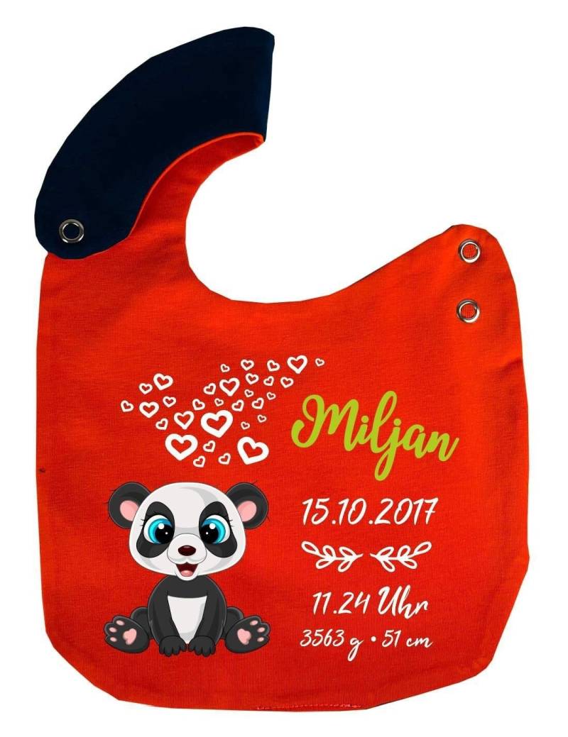 Wende Lätzchen Multicolor Cute Panda Personalisiert Mit Geburtsdaten von KleinerFratzStore