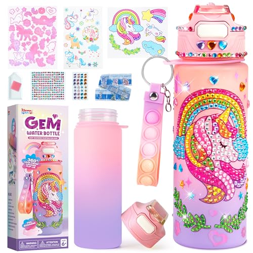 Klever Kits Wasserflaschen zum Bastelset mit für Kinder,Geschenk für Mädchen 6-12 Jahre,DIY Trinkflasche Wasserflasche Einhorn Basteln,Kreativ Bastelset Diamond Painting Geburtstag Geschenk von Klever Kits