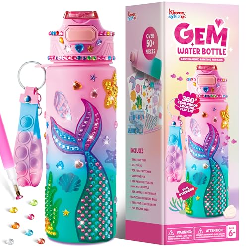 Klever Kits Wasserflaschen zum Bastelset mit für Kinder,Geschenk für Mädchen 6-12 Jahre,DIY Trinkflasche Wasserflasche Meerjungfrau Basteln,Kreativ Bastelset Diamond Painting Geburtstag Geschenk von Klever Kits