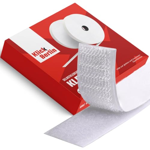 Klick Berlin Klettband Selbstklebend Schmal | 2 cm x 8 m schmales Klett Klebeband klebt auf vielen Flächen | Klettverschluss | 20 mm breit, 8 Meter lang weiß Klick Berlin Klettband Selbstklebend Schmal | 2 cm x 8 m schmales Klett Klebeband klebt auf vielen Flächen | Klettverschluss | 20 mm breit, 8 Meter lang weiß von Klick Berlin