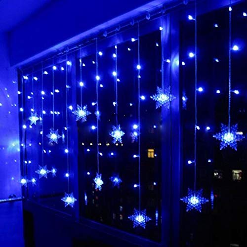 Klighten Blau LED Lichterkette Vorhang Leuchtvorhang 3.5M Mit 8 Modi Lichtervorhang Romantisch Licht Schnur String Fairy Lights für Weihnachts- und Winter- Dekoration von Klighten