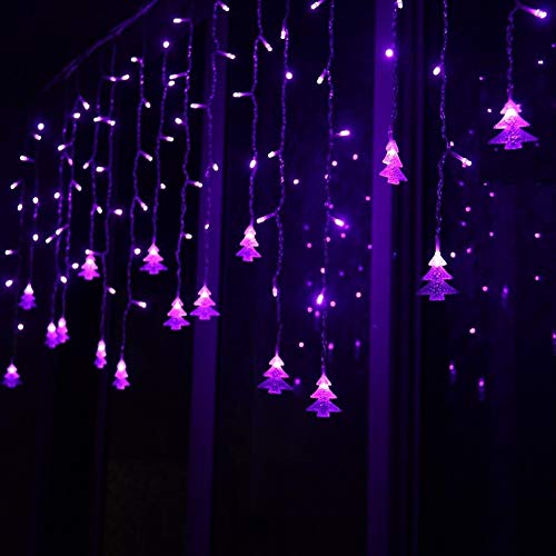 Klighten LED Lichterkette, Weihnachtsbeleuchtung, 96er LED Lichtervorhang Lang Weihnachtsbaum LED String Licht, Innen/Außen Weihnachtsdeko Deko Christmas 3.5 x 0.65 m, Lila von Klighten