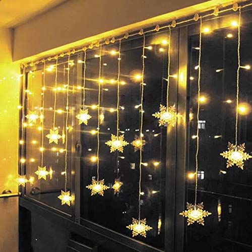 Klighten LED Lichterkette Vorhang Leuchtvorhang Mit 8 Modi 96 LED Lichtervorhang Romantisch Licht Schnur String Fairy Lights für Weihnachts- und Winter- Dekoration Warmweiß 3.5 * 0.65M von Klighten