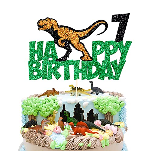 Klionjor Dinosaurier 7. Thema Kuchen Topper 7. Kindergeburtstag Party Dekoration Tyrannosaurus Happy Birthday Plug-in Kuchen Dekoration Party Supplies von Klionjor