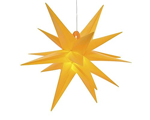 Klocke Dekorationsbedarf LED Stern Indoor & Outdoor - Außenstern mit Beleuchtung - 3D Dekostern/Weihnachtsstern - Beleuchteter Hängestern/Adventsstern für Außen - Weihnachten (Ø 30 cm, Orange) von Klocke Dekorationsbedarf