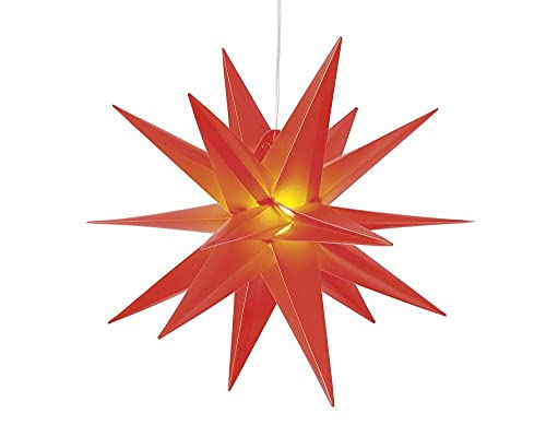 Klocke Dekorationsbedarf LED Stern Indoor & Outdoor - Außenstern mit Beleuchtung - 3D Dekostern/Weihnachtsstern - Beleuchteter Hängestern/Adventsstern für Außen - Weihnachten (Ø 30 cm, Rot) von Klocke Dekorationsbedarf