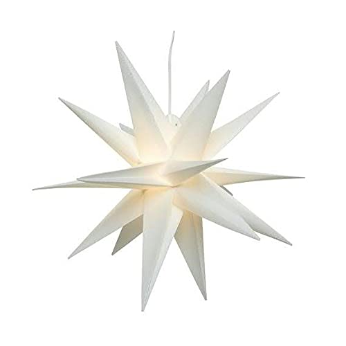 Klocke Dekorationsbedarf LED Stern Indoor & Outdoor - Außenstern mit Beleuchtung - 3D Dekostern/Weihnachtsstern - Beleuchteter Hängestern/Adventsstern für Außen - Weihnachten (Ø 30 cm, Weiß) von Klocke Dekorationsbedarf