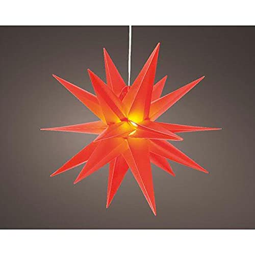 Klocke Dekorationsbedarf LED Stern Indoor & Outdoor - Außenstern mit Beleuchtung - 3D Dekostern/Weihnachtsstern - Beleuchteter Hängestern/Adventsstern für Außen - Weihnachten (Ø 40 cm, Rot) von Klocke Dekorationsbedarf