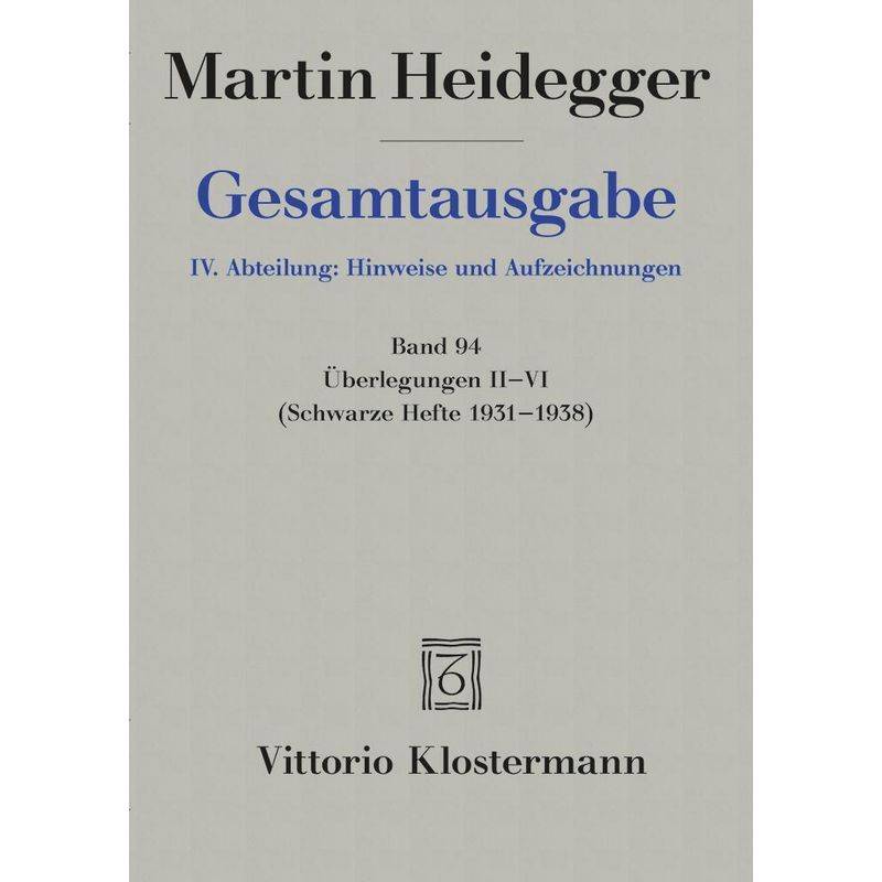 Überlegungen Ii-Vi.Bd.2-6 - Martin Heidegger, Leinen von Klostermann