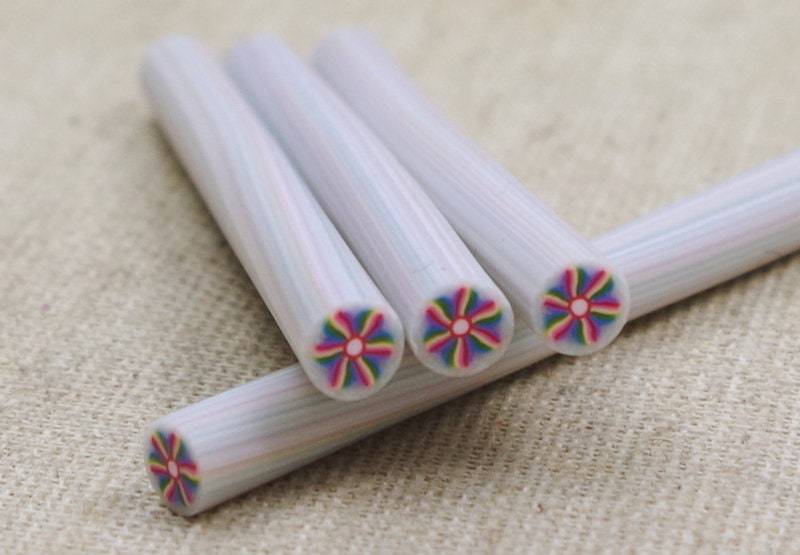 4 Polymer Clay Sticks Grau-Bunt - Nail Art Muster von Klunkerinsel