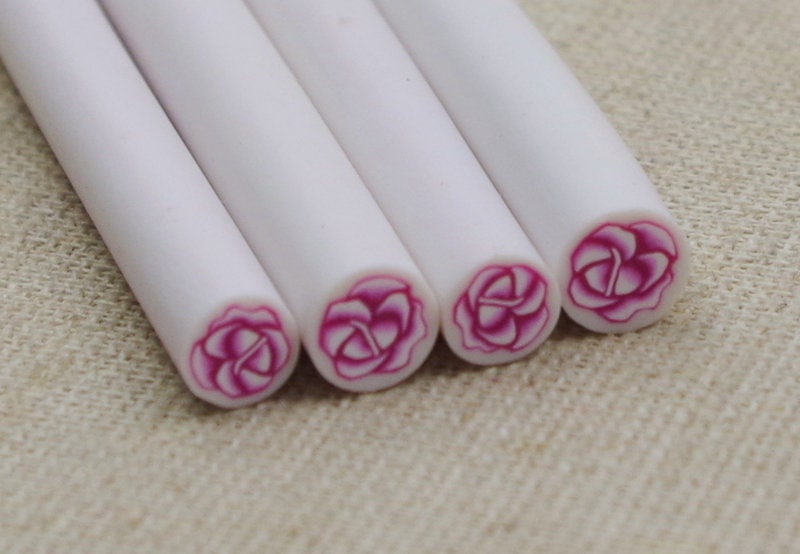 4 Polymer Clay Sticks Rose - Nail Art Muster Pink von Klunkerinsel