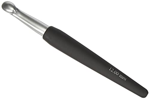 KnitPro Häkelnadel mit Softgriff 12,00 mm Silber, Aluminium, Schwarz, 12 mm von KnitPro