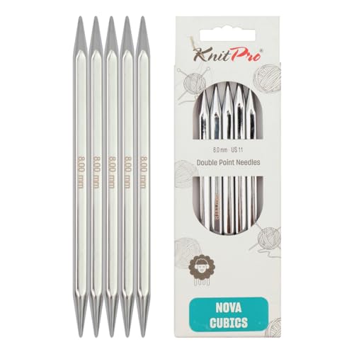 KnitPro K12116 Strumpfstricknadeln, Messing, Silber, 8 mm, 5 von KnitPro