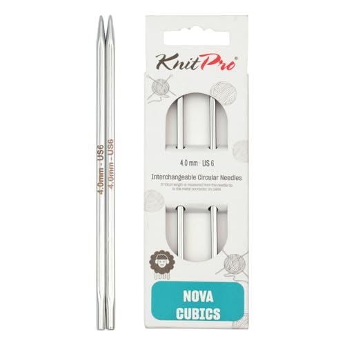 KnitPro Needle Nova Cubics: Knitting Pins: Circular: Interchangeable: Standard: 4.00mm, Metall, Silver, 4mm von KnitPro