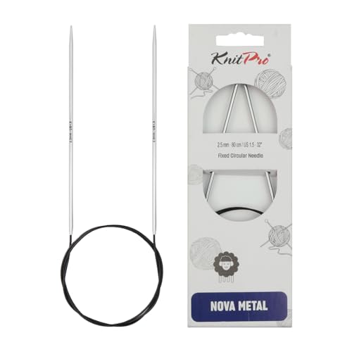 KnitPro Nova Metal: Knitting Pins: Circular: Fixed: 150cm x 2.50mm, Metall, Silver, 150cm x 2.5mm von KnitPro