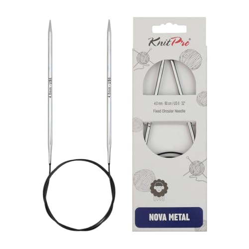 KnitPro Nova Metal: Knitting Pins: Circular: Fixed: 50cm x 4.00mm, Messing, Silver, 50cm x 4mm von KnitPro