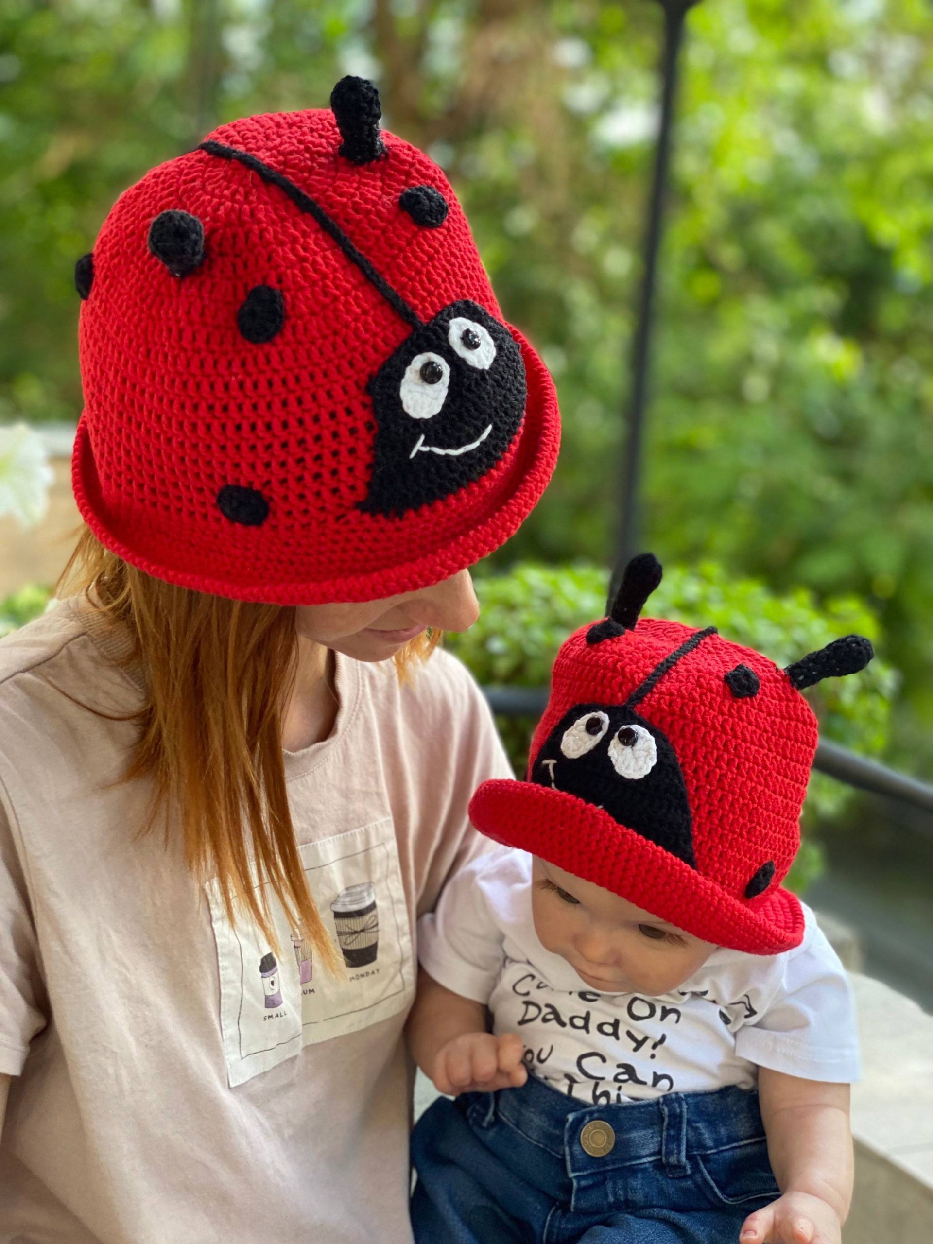 Großes Kleines Geschenk Marienkäfer Mama Und Tochter Geschenke Neue Mutter Pregnansy Geschenkkorb Designer Häkeln Lustige Mütze Handgemachter von KnittedAnimalsHats