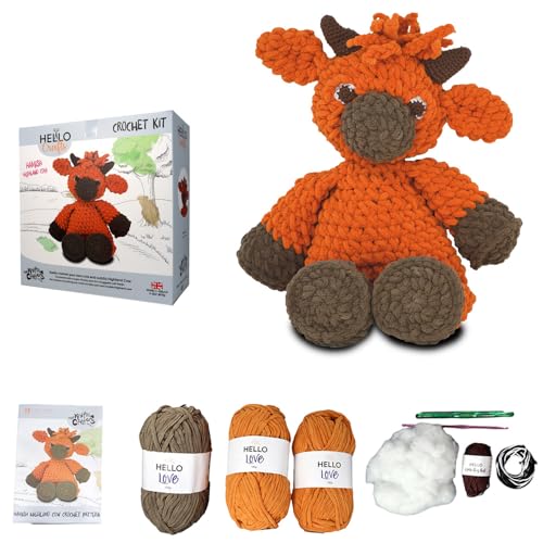 KNITTY CRITTERS - Hamish Highland Cow | Häkelset enthält sehr dickes Garn | weiche, kuschelige Oberfläche von Knitty Critters