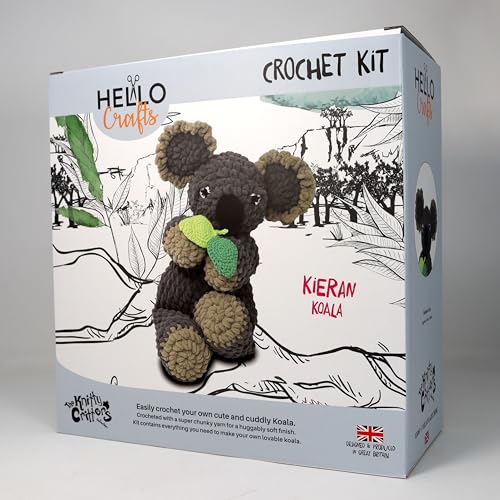 KNITTY CRITTERS - Kieran Koala | Häkelset enthält sehr dickes Garn | weiche, kuschelige Oberfläche von Knitty Critters