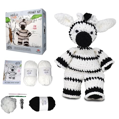 KNITTY CRITTERS Zoe Zebra Häkelset enthält sehr dickes Garn, weiche, kuschelige Oberfläche von Knitty Critters