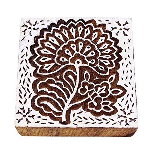 Handcarved Stempel Braun Blumen Scrapbook Stempel Indischen Holzdruckstock Kunst von Knitwit