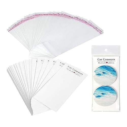 Knnuey 100 Stück Autounterlage-Packung Papier Sublimations-Autounterlage-Karte mit 100 Beuteln Zur Verpackungsanzeige, Sublimations-Autounterlage-Karte von Knnuey