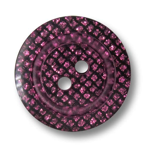 Knopfparadies - 10 wunderschön funkelnde Glitzerknöpfe aus Kunststoff in lila/pink/magenta mit 2 Löchern - festliches, ausgefallenes Design. Durchmesser: ca. 20mm! von Knopfparadies