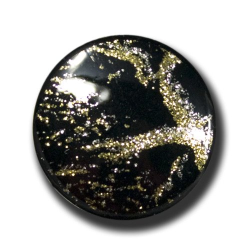 Knopfparadies - 10er Set glamouröse schwarze Kunststoff Knöpfe mit silber & goldfarb. Glitzer/schwarz, silberfarben, goldfarben/Kunststoffknöpfe/Ø ca. 21mm von Knopfparadies