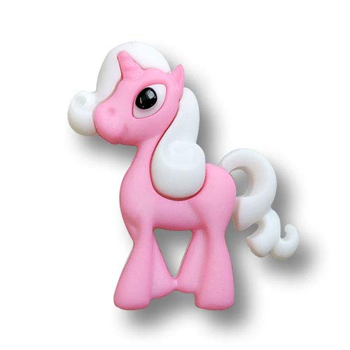 Knopfparadies - 2er Set super süße Kinderknöpfe "Magisches Einhorn" in pink-weiß. Ø: ca. 23x25mm! von Knopfparadies