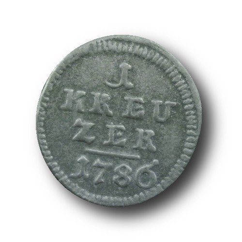 Knopfparadies - 5er Set Münzknöpfe für Trachtenjacke/Metall / "1 Kreuzer 1786" / Ø ca. 26mm von Knopfparadies