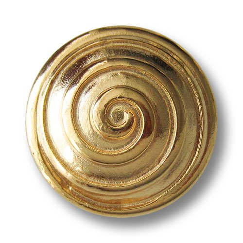 Knopfparadies - 5er Set elegante goldfarbene Ösen Metallknöpfe mit großer glänzender Spirale auf strukturiertem Untergrund/Goldfarben/Motivknöpfe/Ø ca. 18mm von Knopfparadies