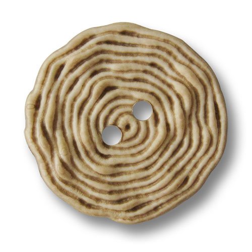 Knopfparadies - 5er Set sehr außergewöhnliche beige bis naturfarbene Zweiloch Kunststoffknöpfe wie aufgerolltes Garn/Beige bis Naturfarben meliert/Kunststoff Knöpfe/Ø ca. 40mm von Knopfparadies