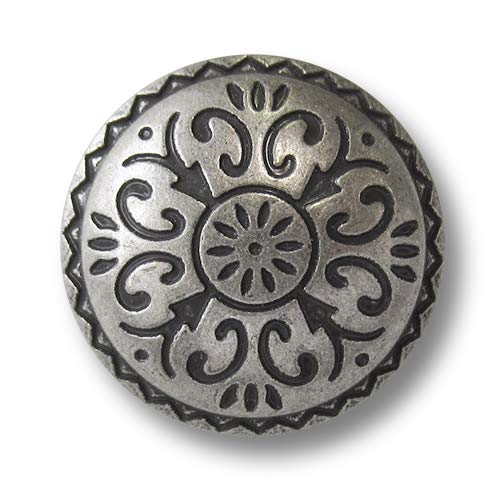 Knopfparadies - 6er Set Metallknöpfe in vintage silber mit Trachtenmotiv - perfekt als Trachtenknöpfe oder für historische Kostüme! Durchmesser: ca. 25mm! von Knopfparadies