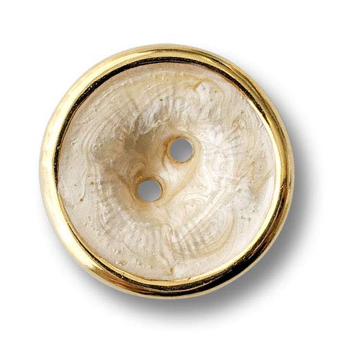 Knopfparadies - 6er Set außergewöhnliche Zweilochknöpfe aus Kunststoff in gold und beige schimmernd. Ø: ca. 20mm! von Knopfparadies