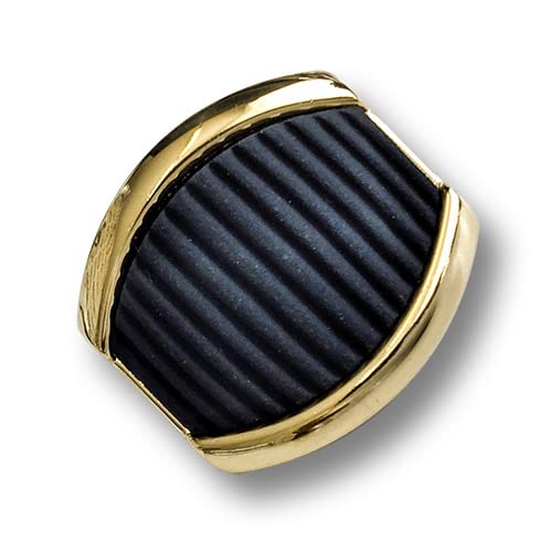 Knopfparadies - 6er Set besonders elegante Kunststoffknöpfe, trapezförmig, Gold und Schwarz. Ø: ca. 13-13,5mm x 14mm! von Knopfparadies