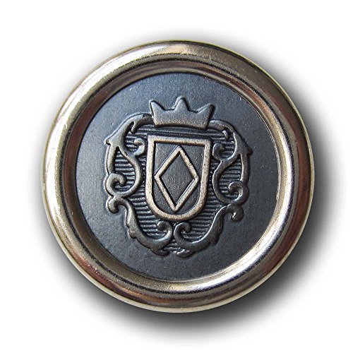 Knopfparadies - 6er Set exquisite Wappen Knöpfe mit Krone/dunkeleisenfarben & silberfarben/Metall/Ø ca. 20mm von Knopfparadies