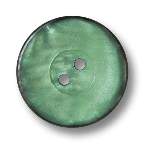 Knopfparadies - 6er Set grün und schwarz schillernde Kunststoffknöpfe mit zwei Löchern! Ø: ca. 20mm! von Knopfparadies