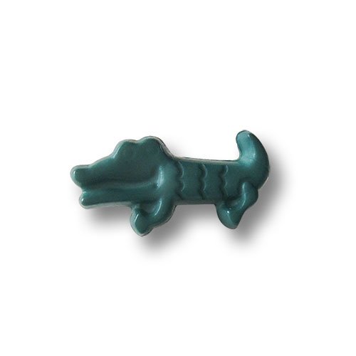 Knopfparadies - 6er Set niedliche kleine grüne Kinderknöpfe wie ein lachendes Krokodil/Grün/Motivknöpfe/Ø ca. 9x18mm von Knopfparadies