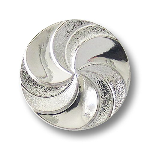 Knopfparadies - 8er Set dynamische metallic silberfb. Kunststoff Ösen Knöpfe mit plastischem Spiral oder Rosetten Muster/glänzend und matt metallic silberfarben/Kunststoffknöpfe/Ø ca. 21mm von Knopfparadies